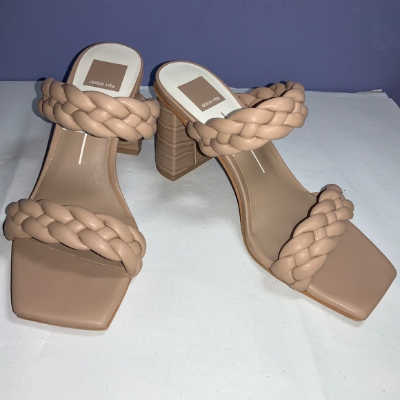 Dolce Vita Paily block heel sandals in Cafe Sz 8.5 square toe braided straps - Picture 1 of 7